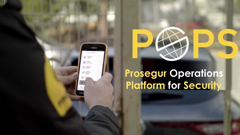 Security officer with POPS app Security officer with POPS app