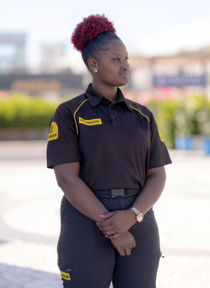 Austin Female Prosegur Security Guard A female Prosegur security guard in Austin providing security guard services