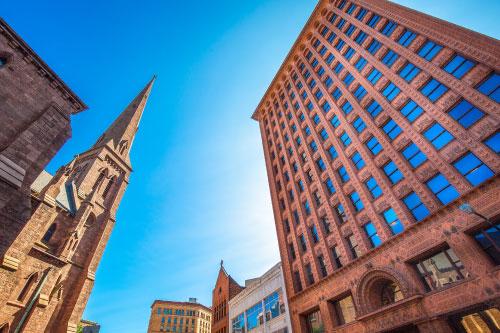 Prosegur Security Buffalo A commercial building in Buffalo that Prosegur provides security guard services for.