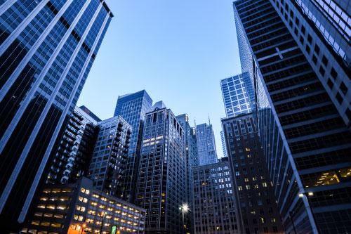 Prosegur Security Chicago A commercial building in Chicago that Prosegur provides security guard services for.