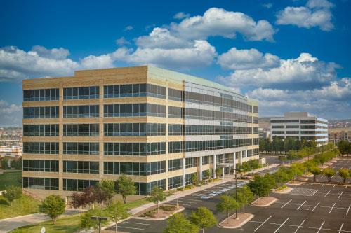 Prosegur Security Denver A commercial building in Denver that Prosegur provides security guard services for.