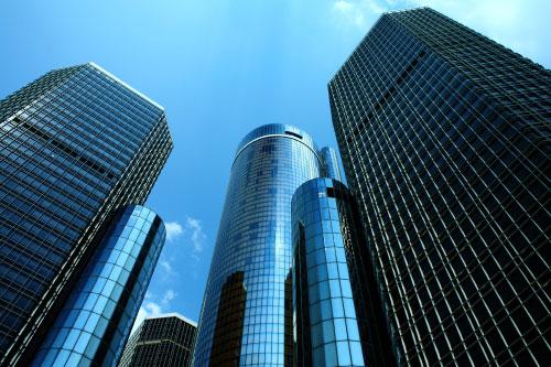 Prosegur Security Detroit A commercial building in Detroit that Prosegur provides security guard services for.