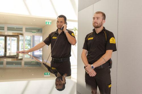Houston Commercial Security Guard A Prosegur security guards in Houston Texas providing guarding service for a commercial client.