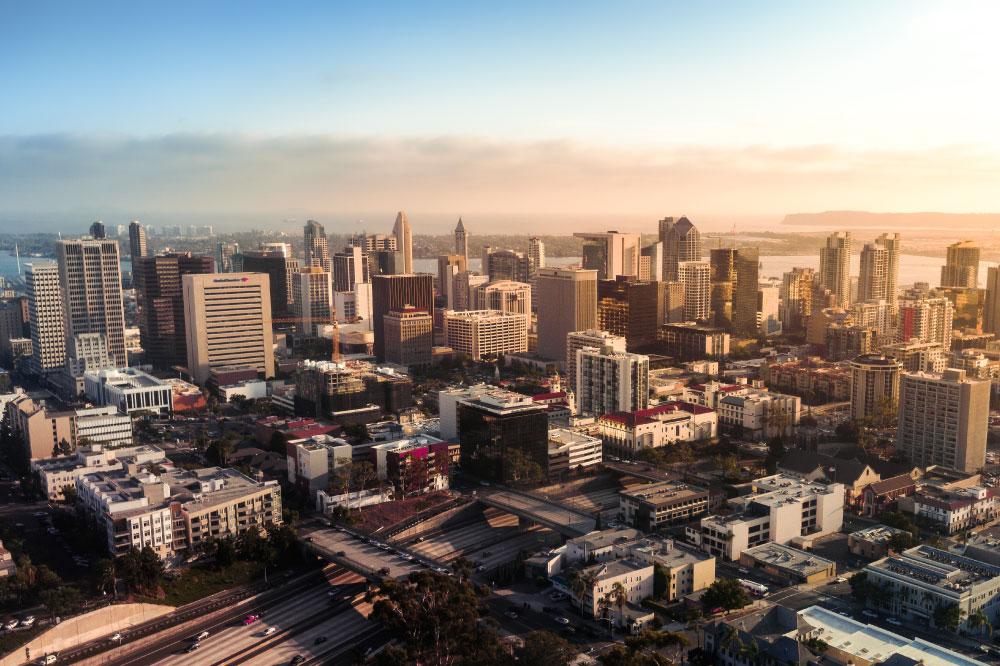 An aerial view of San Diego