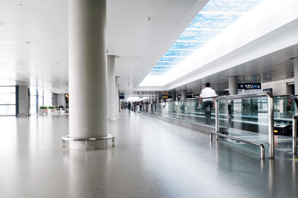 The inside of an airport terminal