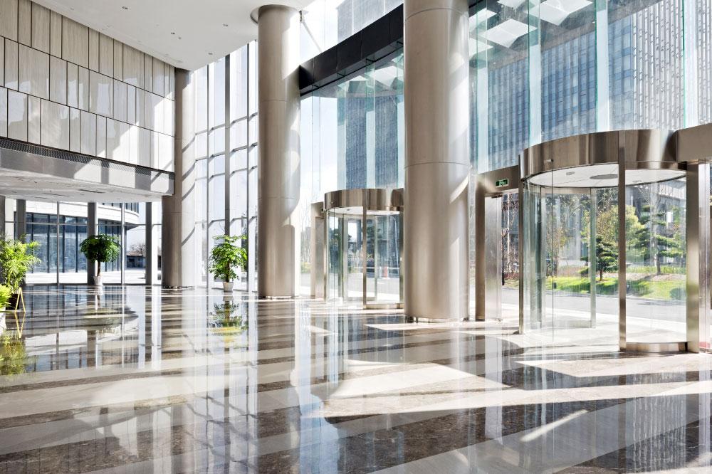 A building lobby that needs security