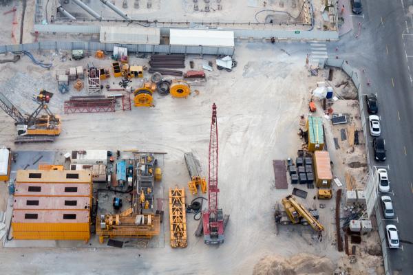 A construction site with vulnerable equipment that needs securing
