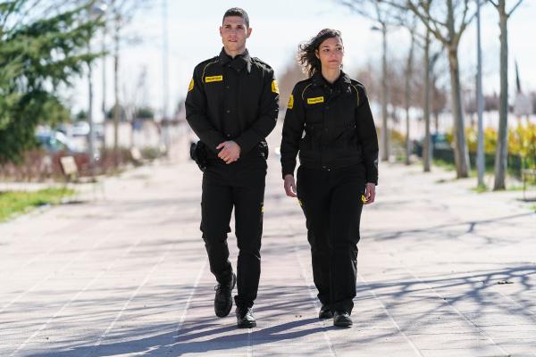 Perimeter Security Two Prosegur guards on their corporate campus patrol