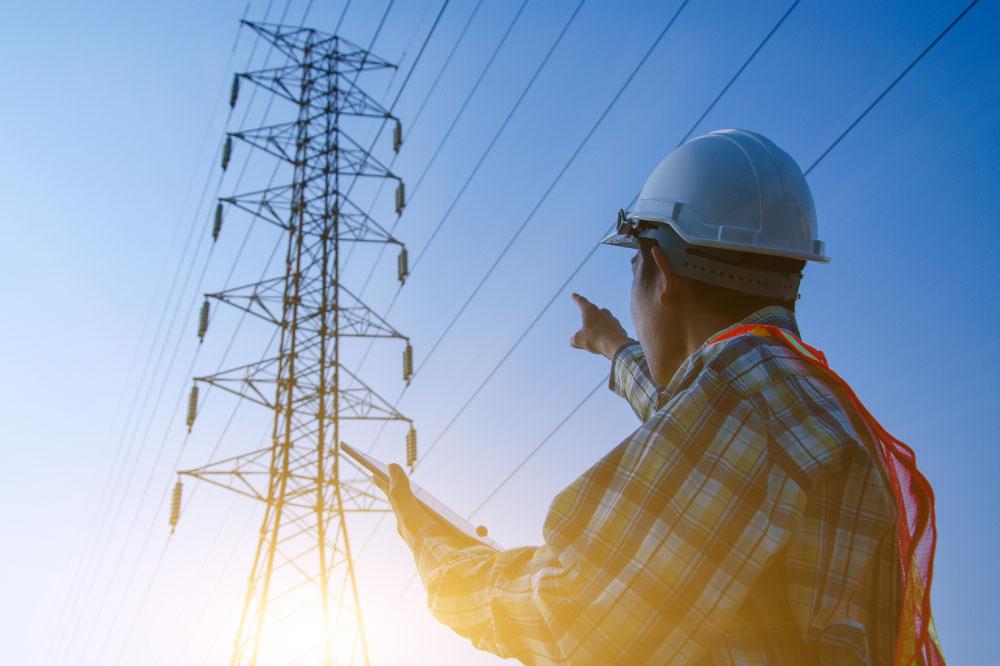 Utilities worker at his job site
