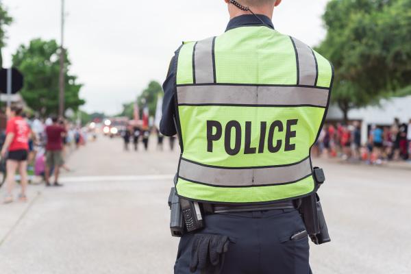 Event Police Support A police officer helping support an event