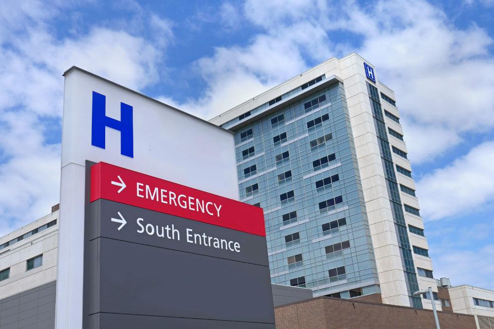 Hospital and emergency room sign