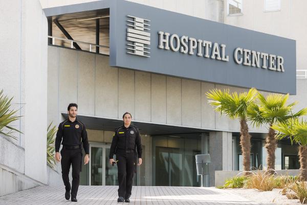 Two Prosegur security officers providing healthcare security guarding for a hospital