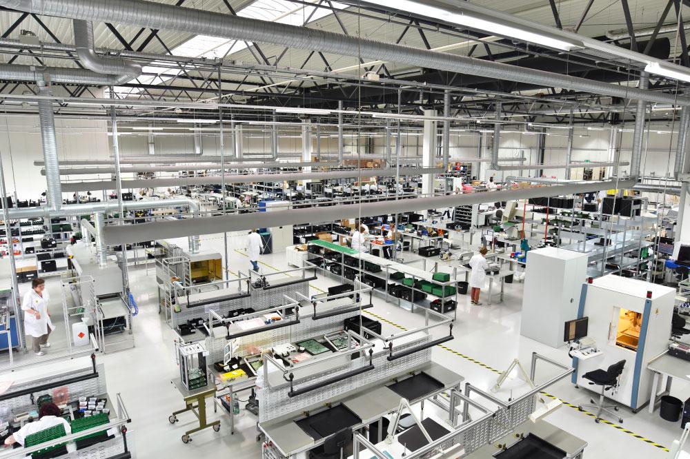 A high-tech semiconductor manufacturing facility