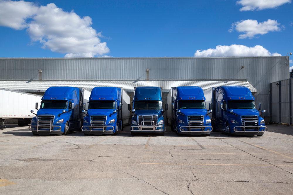 A logistics warehouse with security cameras