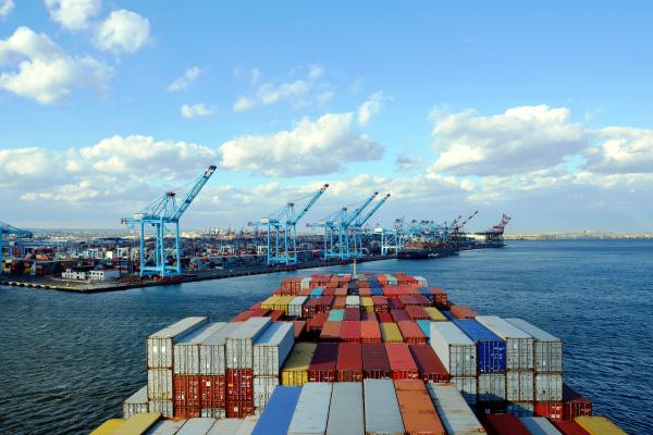 A ship transporting cargo to a secure port