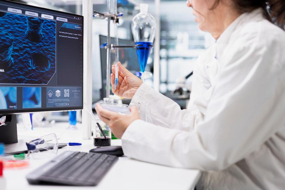 A scientist in a life sciences facility