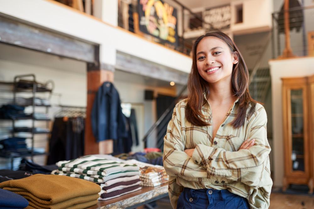 A retail employee working at her shop