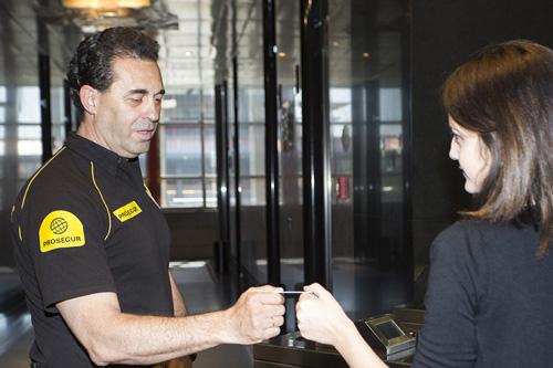 Prosegur Security officer providing access control and security guard services for a client