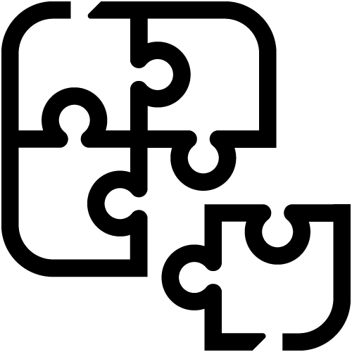 Puzzle pieces fitting icon