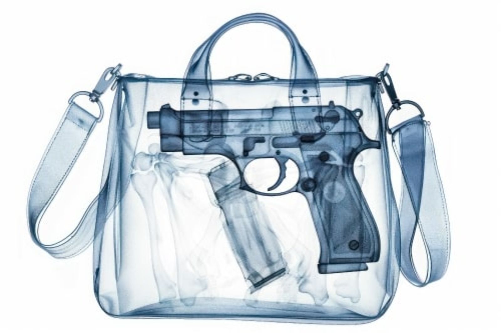 x-Ray showing a gun in a purse