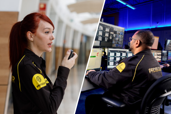 Prosegur iSOC agent communicating with a security guard 